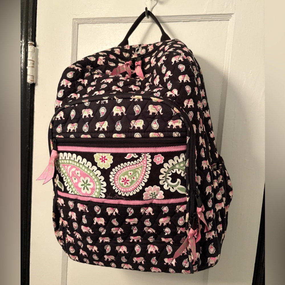 Vera Bradley Elephant Print Backpack with Pink Lining